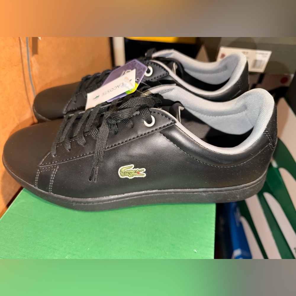 Lacoste Men's Black Leather Sneakers - Picture 3 of 5